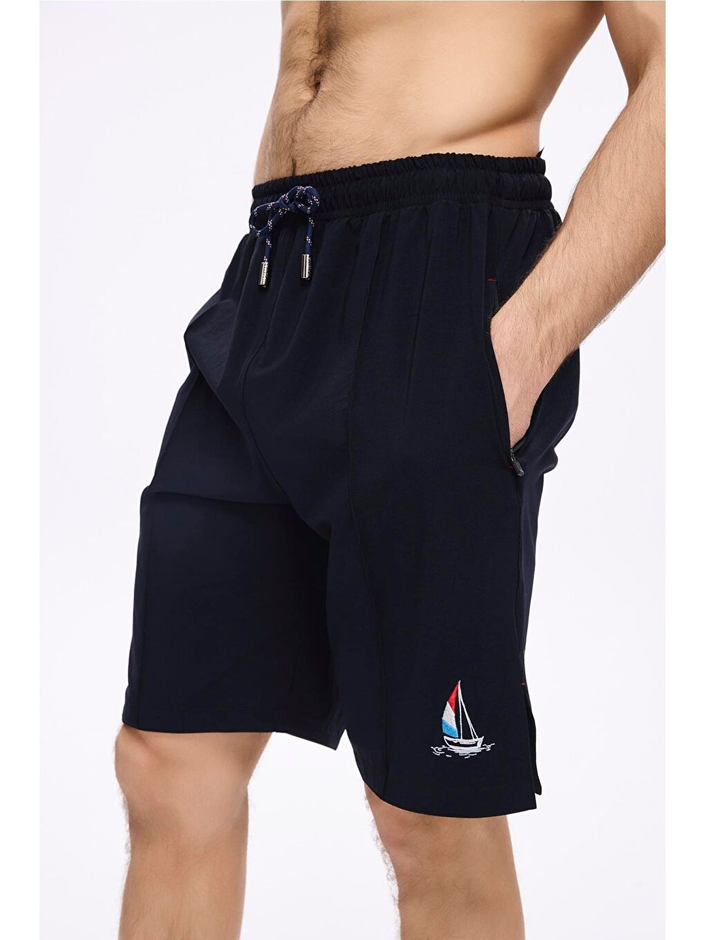 Yelken Nakışlı Lacivert Erkek Kısa Havuz Ve Deniz Şortu 5064-4