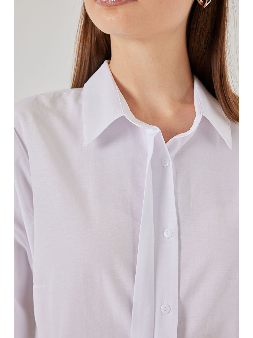 Kadın Basic Gömlek 20348 - Beyaz-4