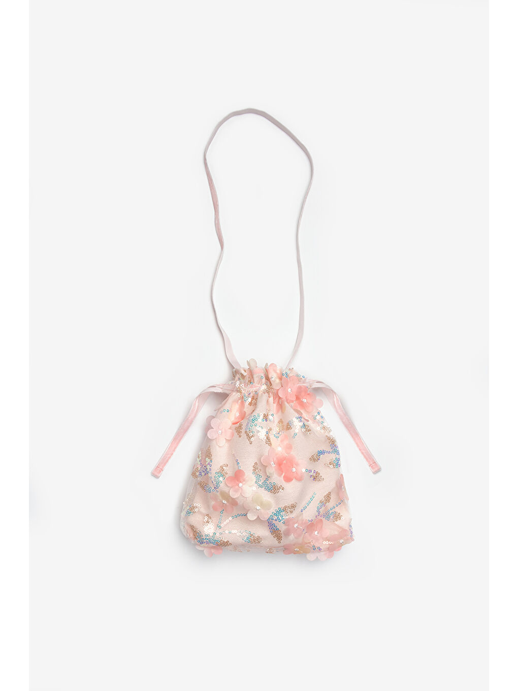 Pembe Somon  Çiçek ve Pul Detaylı Kız Çocuk Çanta
