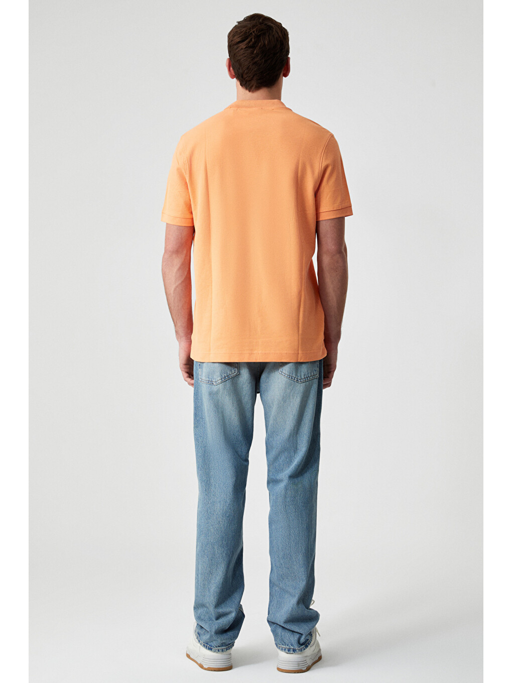 Zeke Erkek Polo Yaka Relaxed Fit Patlı Düğmeli Kısa Kollu Turuncu T-shirt-4