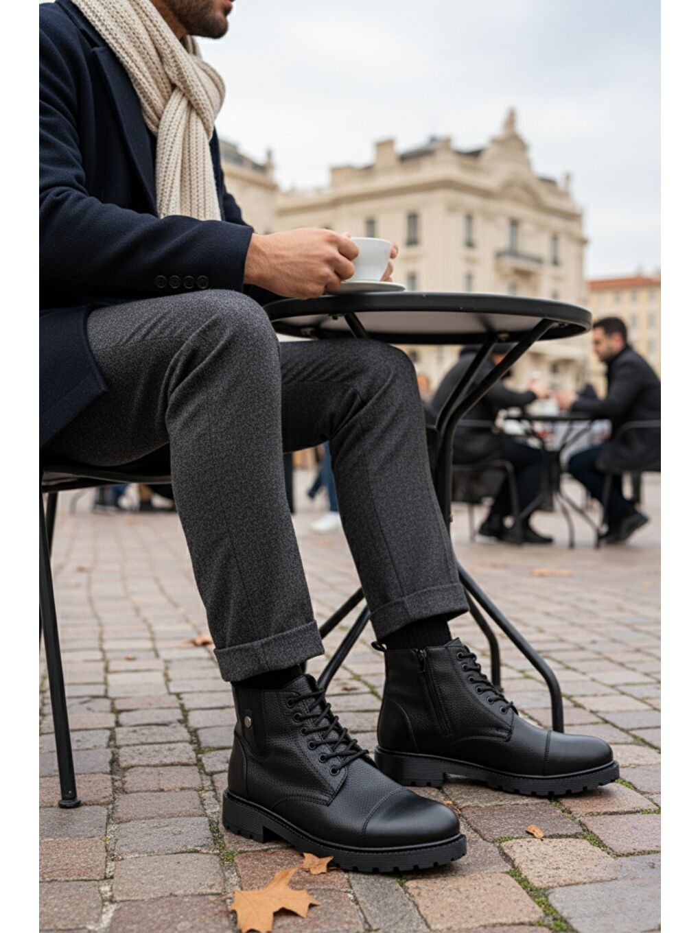 Siyah RAFA Fermuarlı Bağcıklı Kürklü Erkek Bot-3