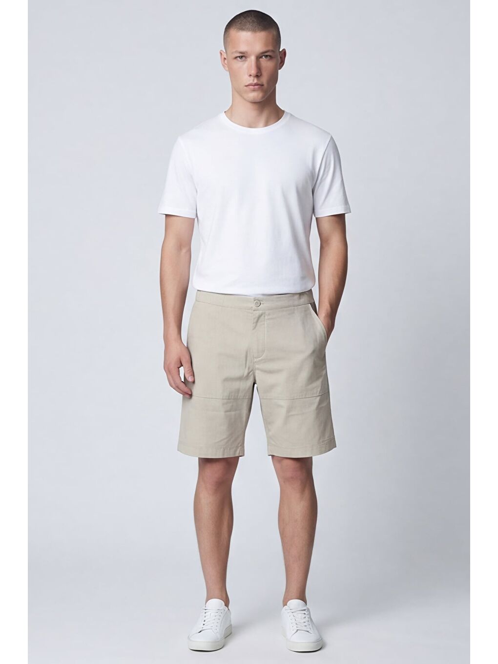 Bej Taş Bermuda Shorts-1