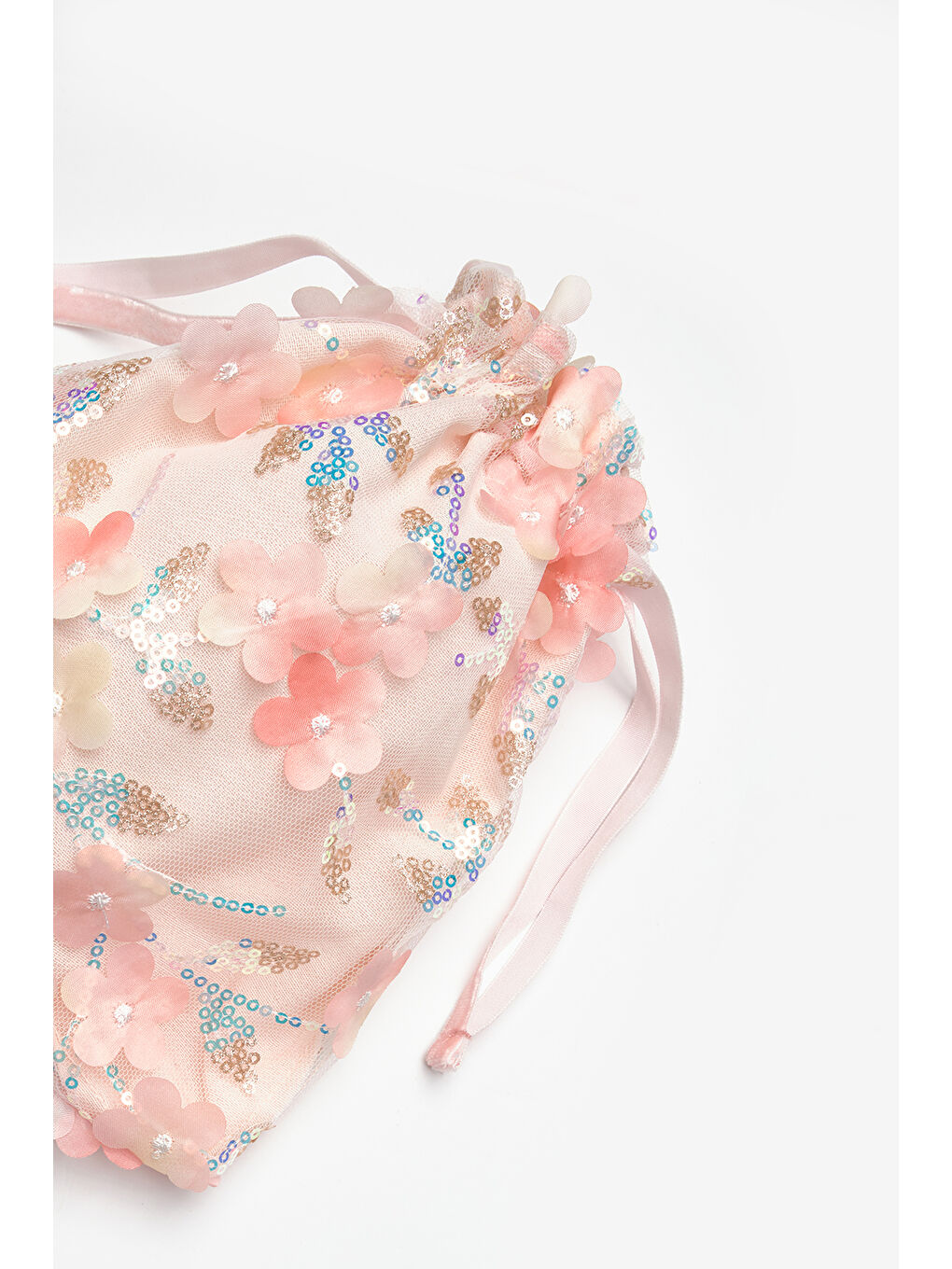 Pembe Somon  Çiçek ve Pul Detaylı Kız Çocuk Çanta-1