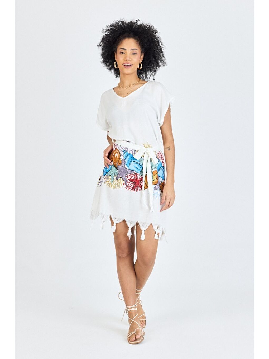 Kırmızı Samira Baskılı Bambu Plaj Elbisesi Pareo Havlu-1