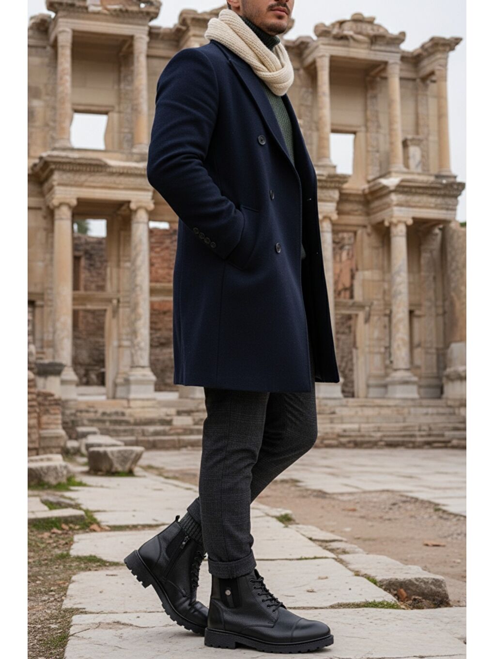 Siyah RAFA Fermuarlı Bağcıklı Kürklü Erkek Bot-4