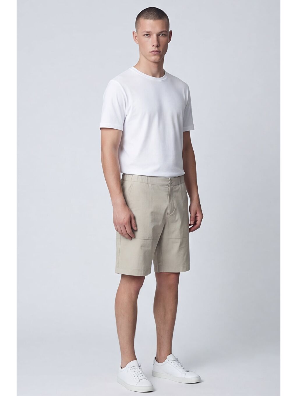 Bej Taş Bermuda Shorts-3