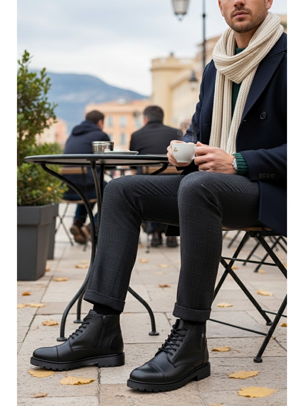 Siyah RAFA Fermuarlı Bağcıklı Kürklü Erkek Bot-5