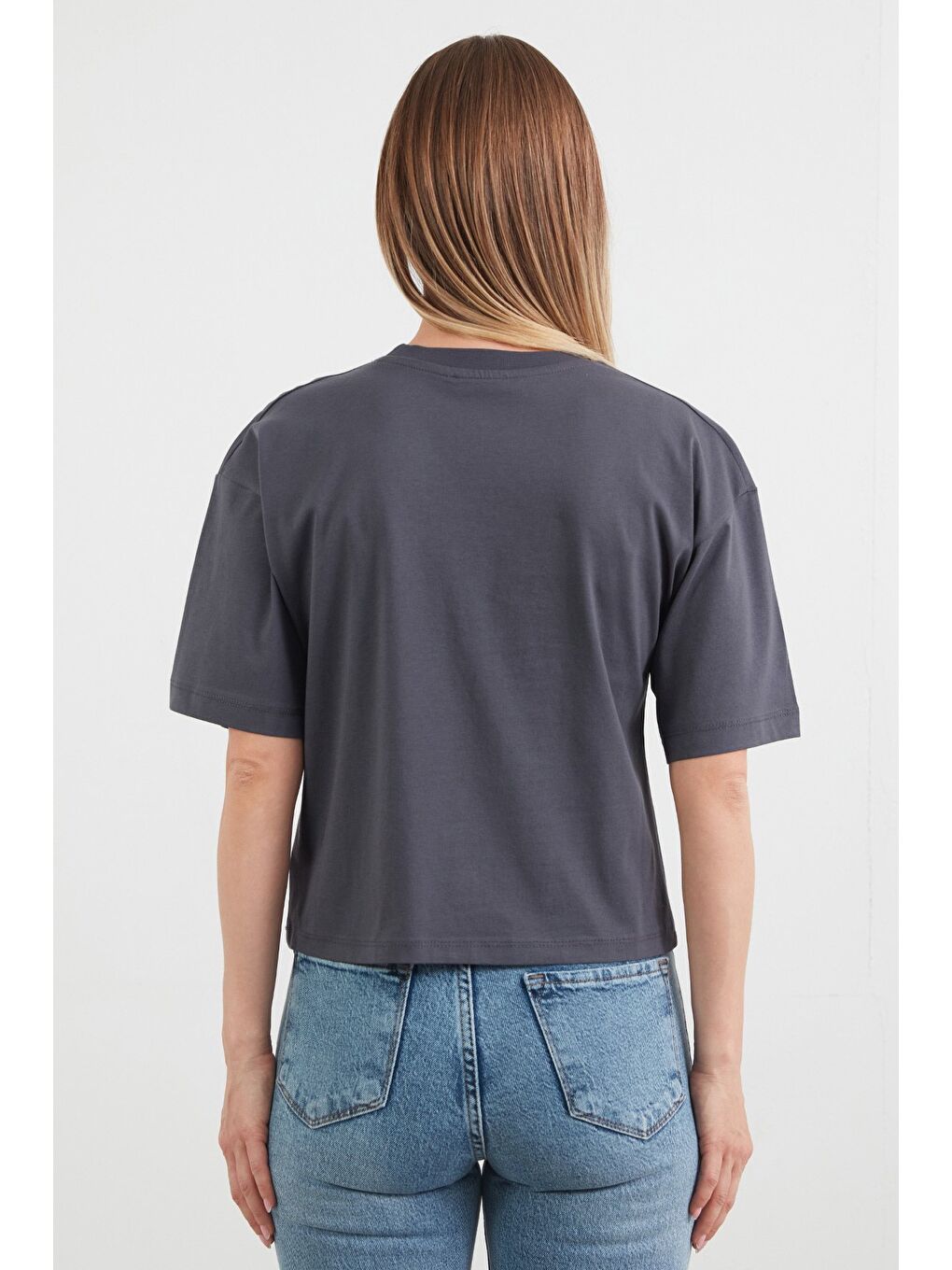 Antrasit Civciv Baskılı Kısa Kol Tişört-3