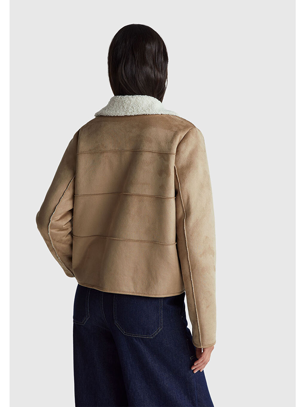Kahverengi Kadın Taba Kürk Detaylı Cepli Önü Düğmeli Mont-2