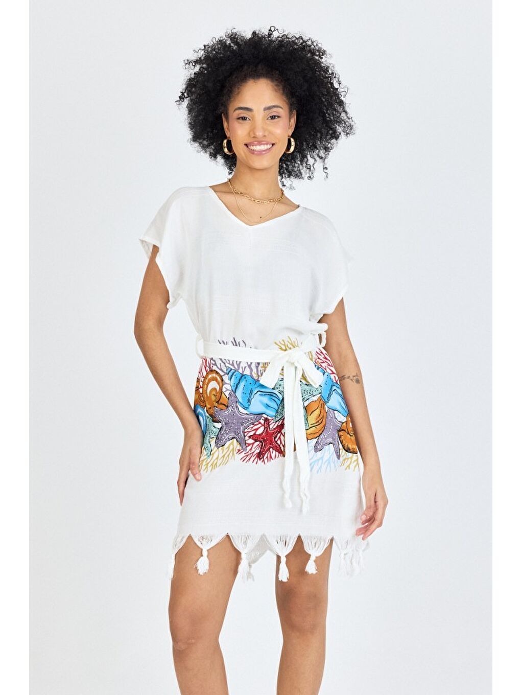 Kırmızı Samira Baskılı Bambu Plaj Elbisesi Pareo Havlu-2