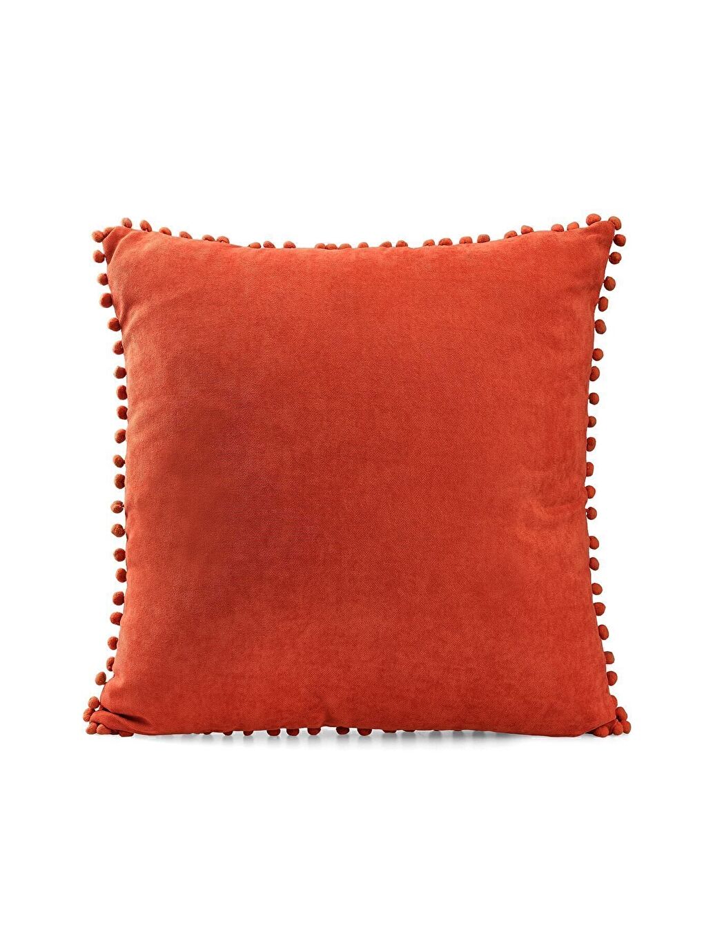 Kahverengi Renk Ve Ölçü Seçenekli Kiremit Ponponlu Kırlent Kılıfı Dekoratif Düz Sade Punch Panoroma-5