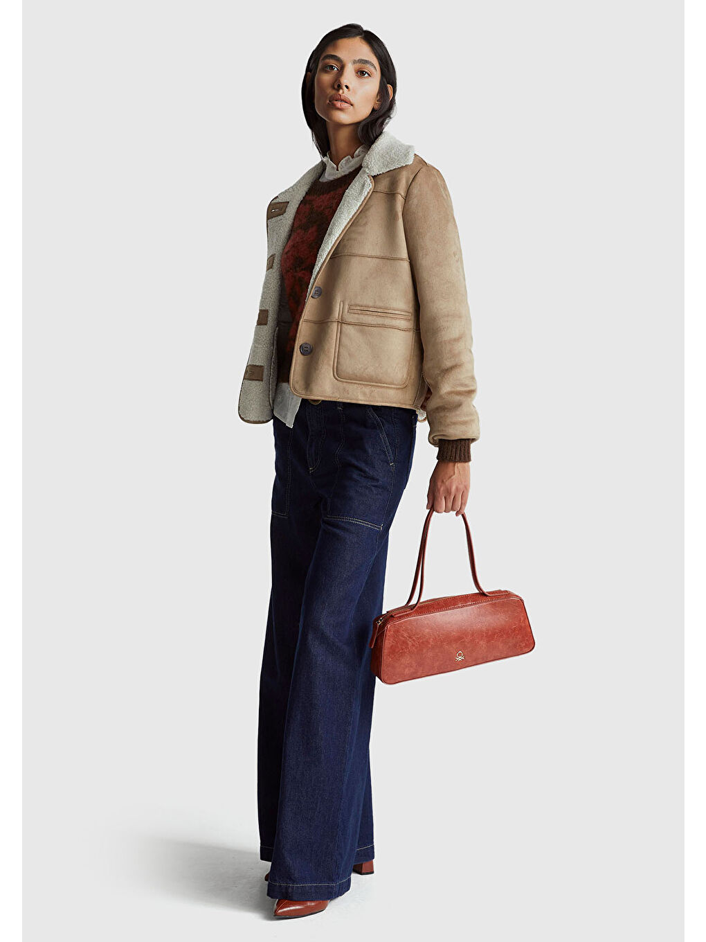 Kahverengi Kadın Taba Kürk Detaylı Cepli Önü Düğmeli Mont-4