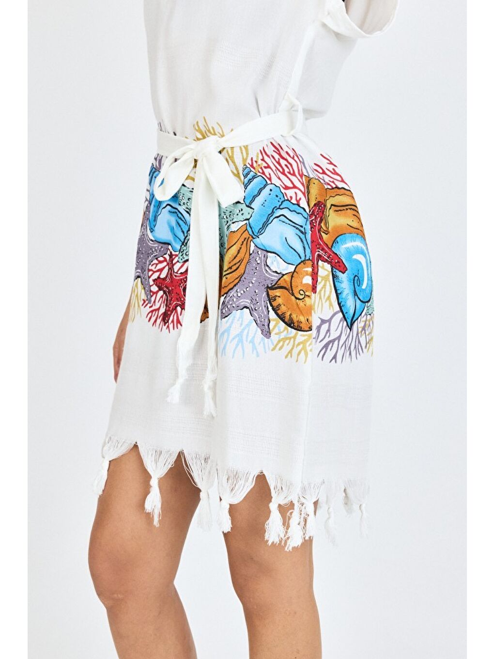 Kırmızı Samira Baskılı Bambu Plaj Elbisesi Pareo Havlu-3