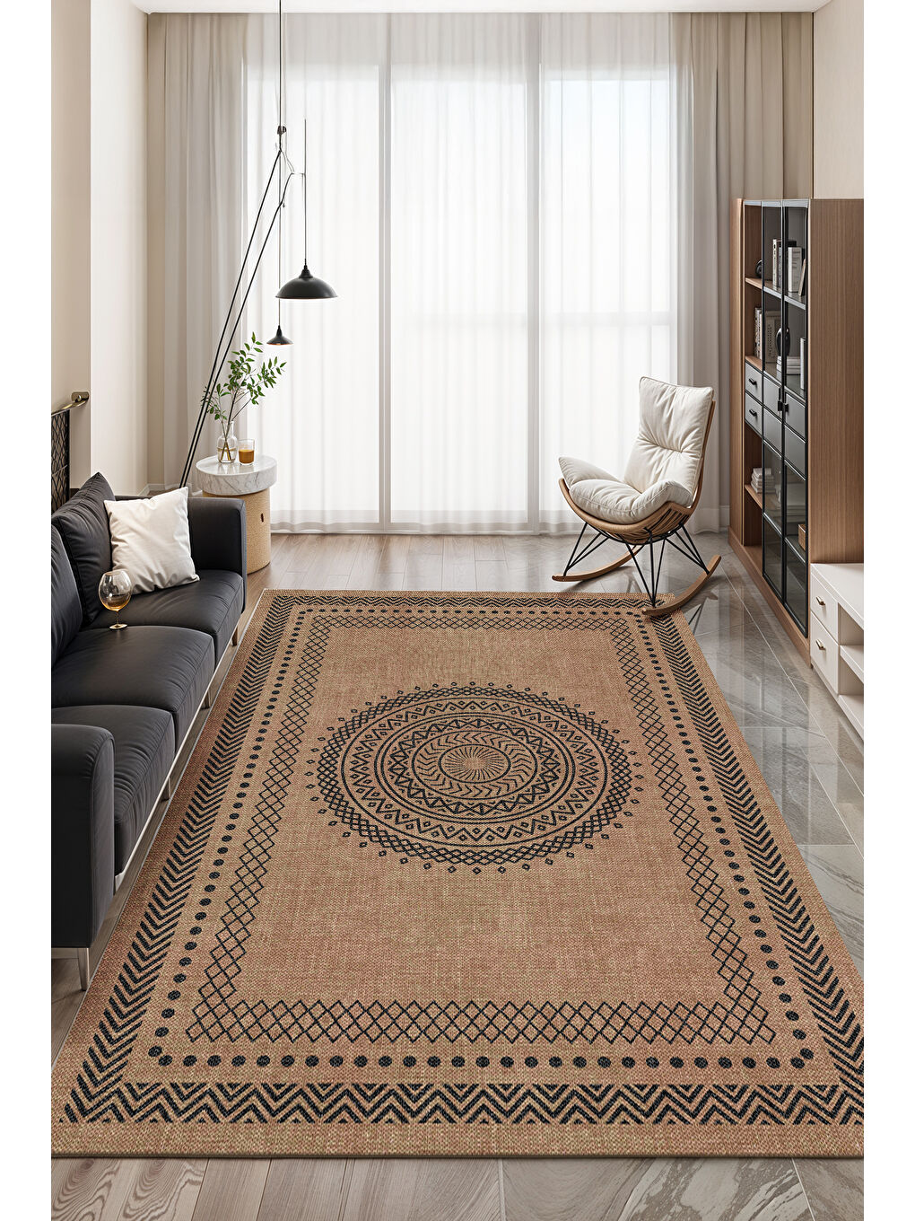 Kahverengi Dekoratif Soft Modern Kaymaz Yıkanabilir Salon Halısı Mutfak Halısı Koridor Halısı Yolluk-3