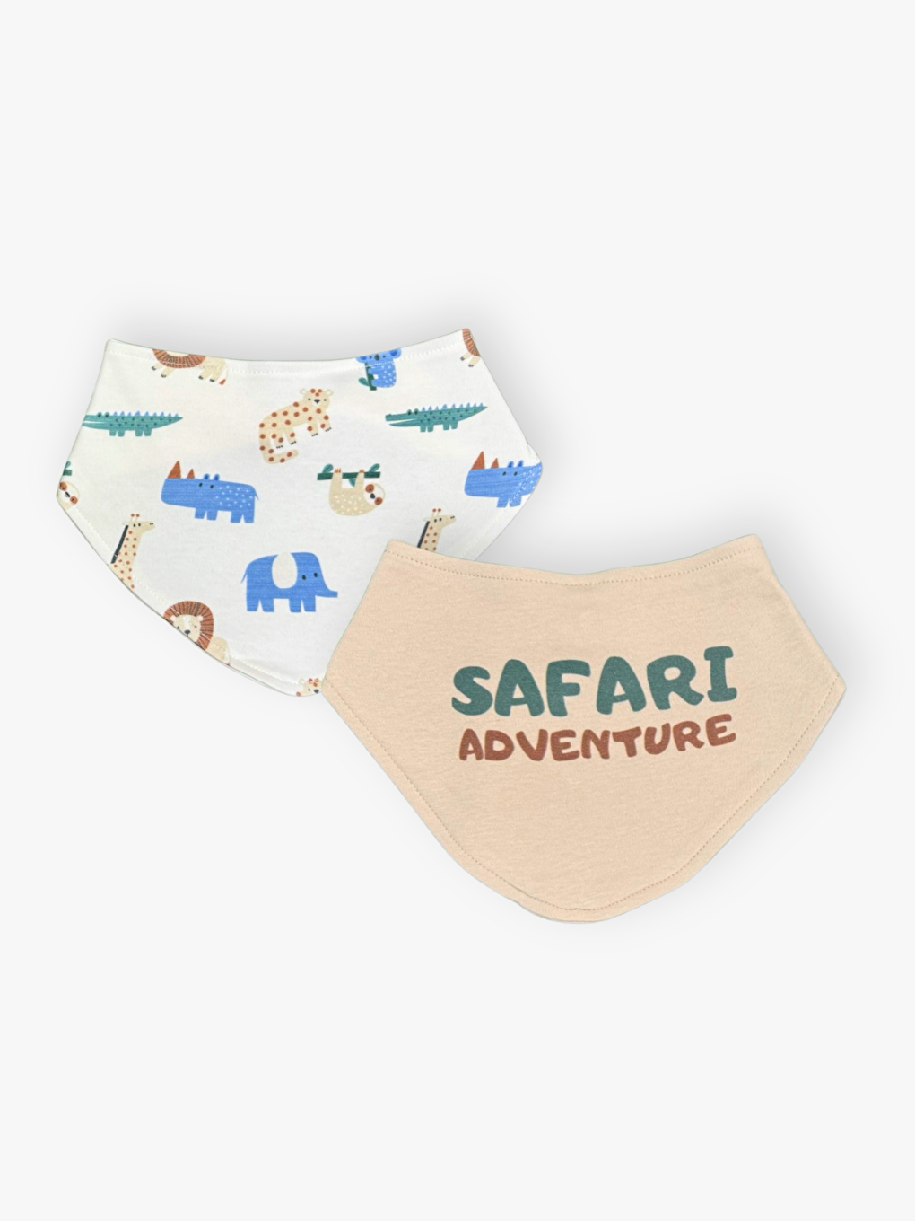 Ekru Baskılı Pamuklu Erkek Bebek Şapka Eldiven ve Önlük 6'lı Takım-2