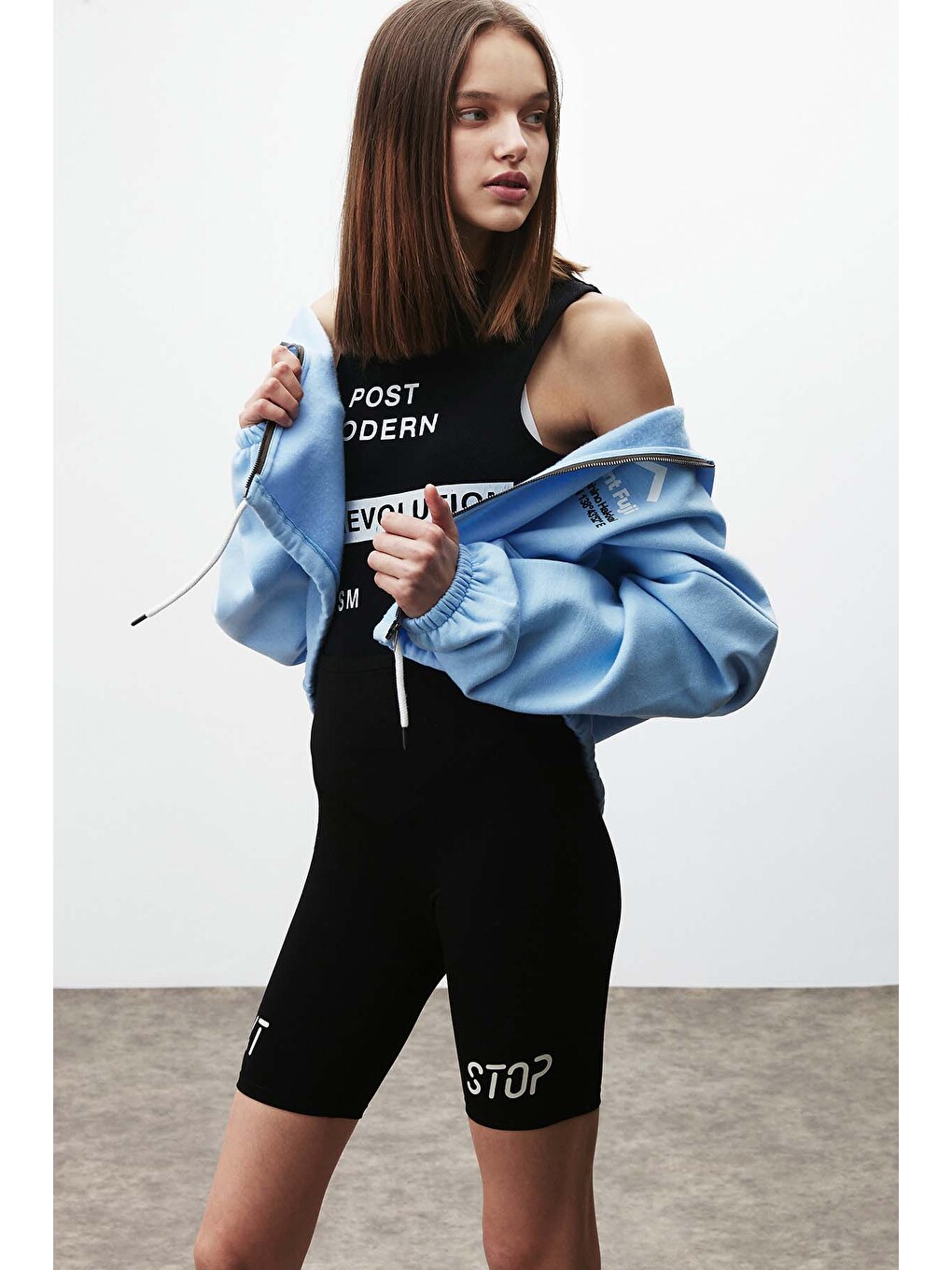 Sılk Crop Mavi Sweatshirt-1