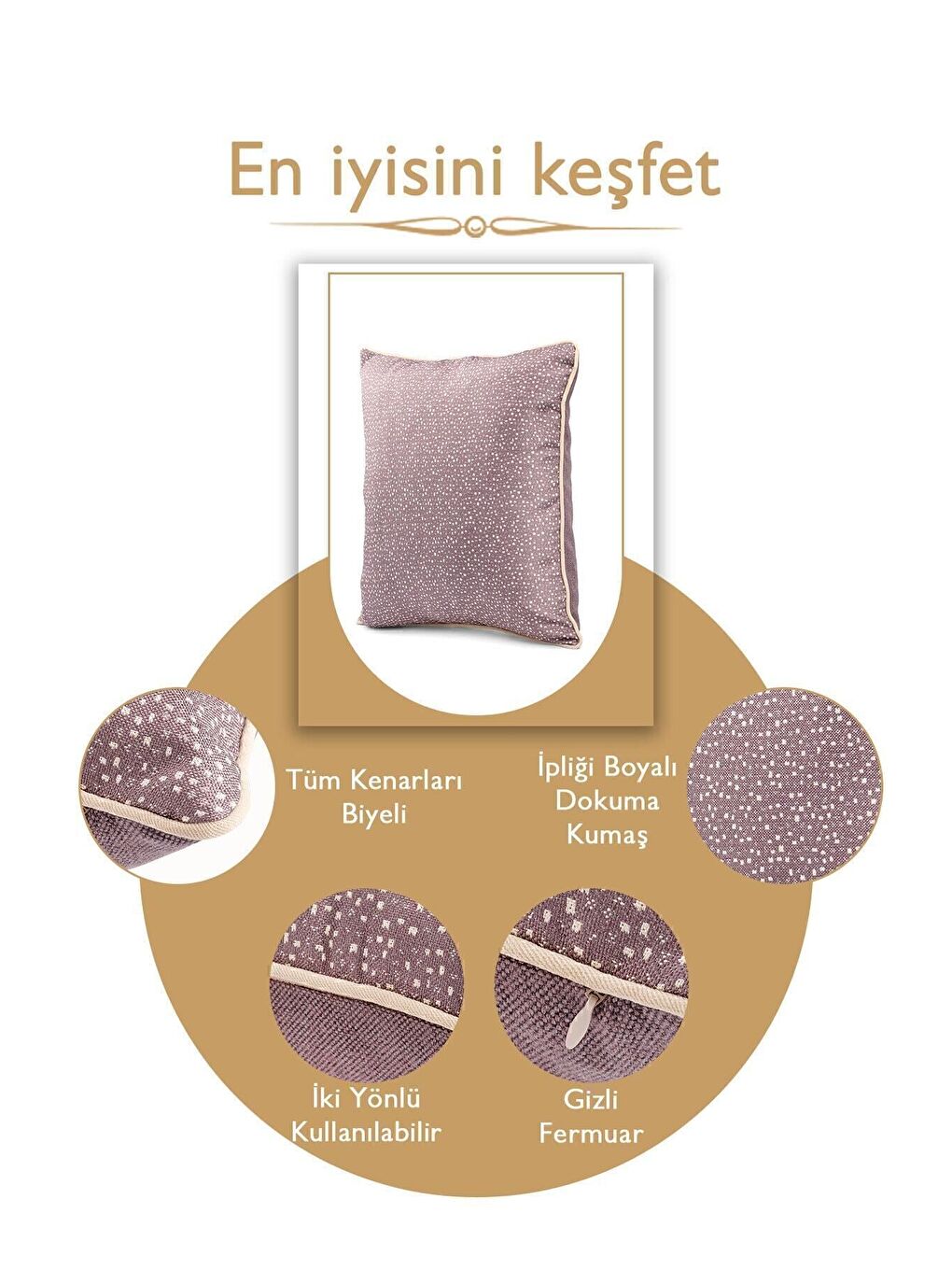 Pembe Özel Tasarım 43x43 Dokuma Kırlent Kılıfı Biyeli Gizli Fermuarlı Dekoratif Salon-2