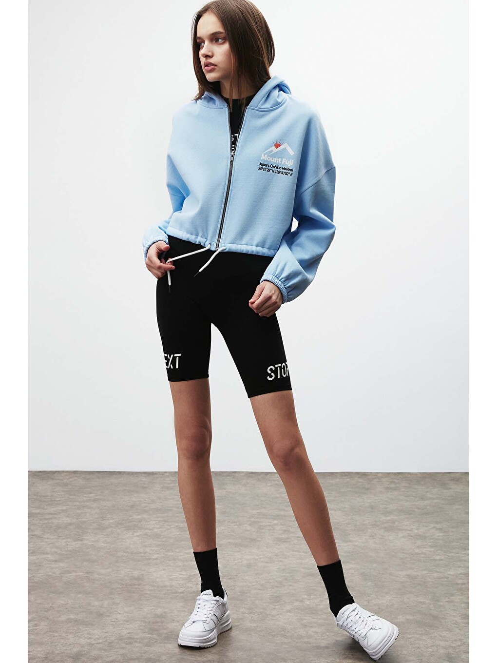 Sılk Crop Mavi Sweatshirt-2