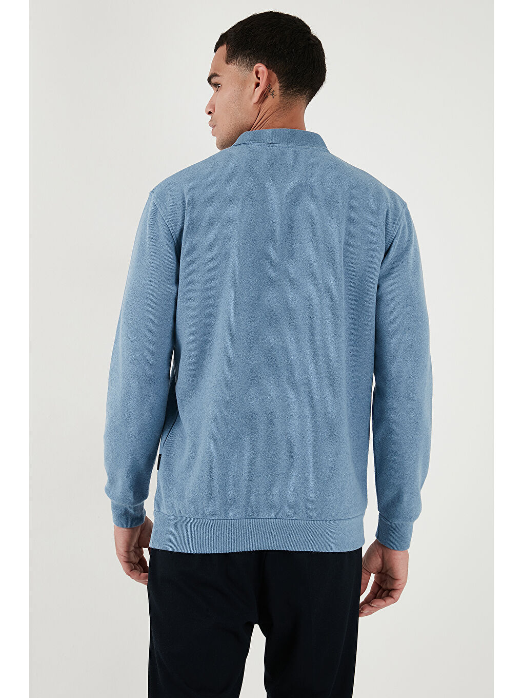 Mavi Pamuk Karışımlı Regular Fit Polo Yaka Erkek Kazak 456223-5