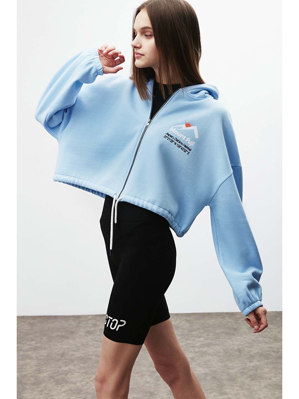 Sılk Crop Mavi Sweatshirt-3