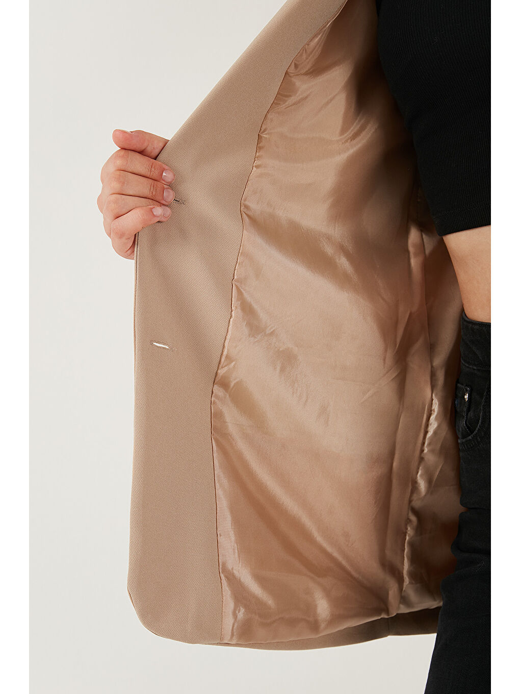 Bej Relaxed Fit Mono Yaka Cepli Blazer Ceket 611BC00132-4