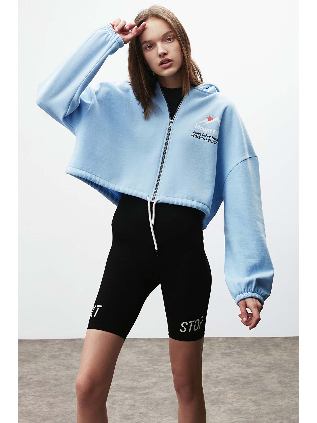Sılk Crop Mavi Sweatshirt-4
