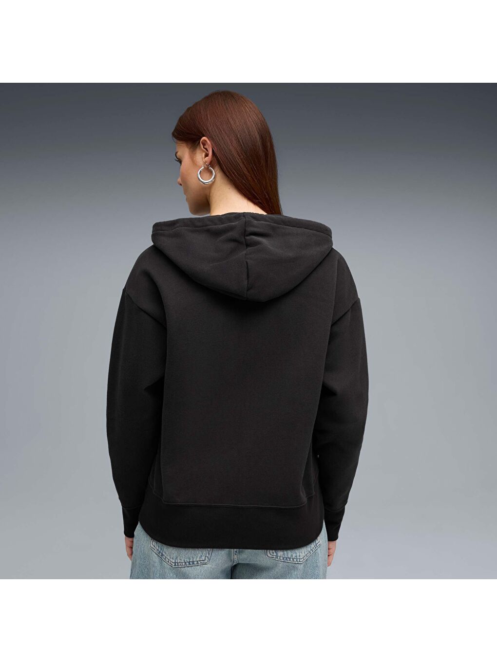 Siyah HER Kadın Geniş Kesim Kapüşonlu Ceket-2