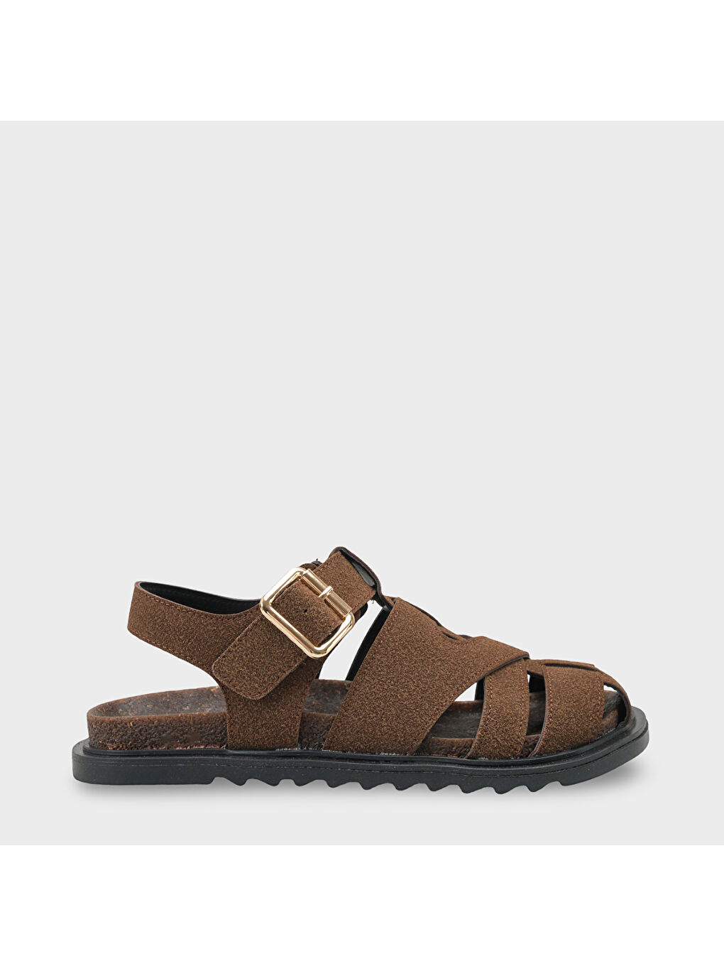 Kahverengi Penelopa Gladyatör Tokalı Kadın Sandalet