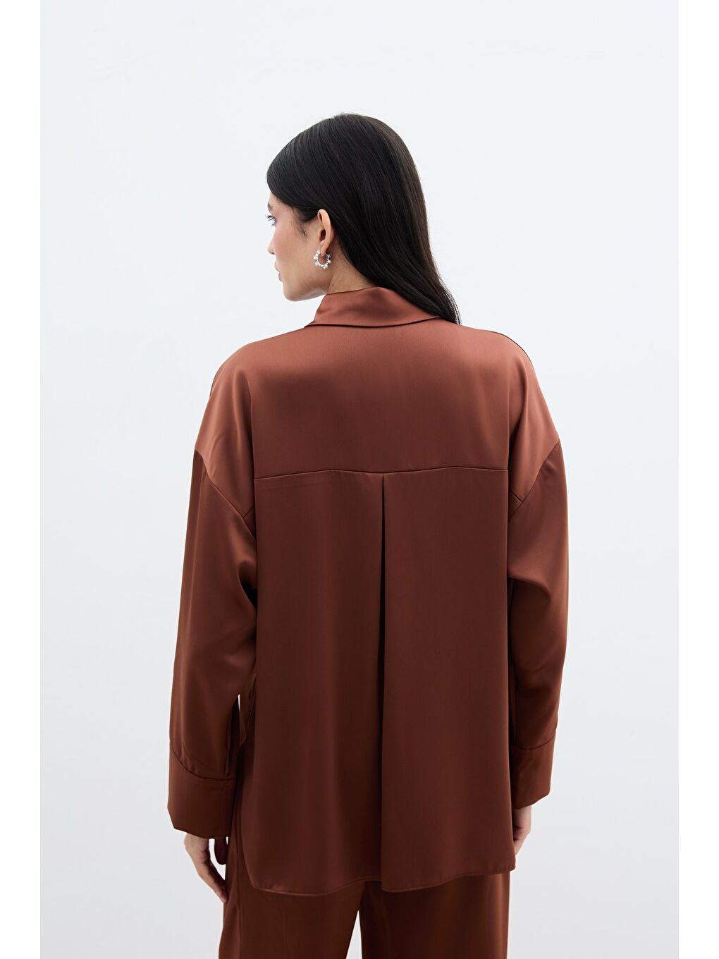 Kahverengi Aksesuar Detaylı Gömlek - Kahve-6