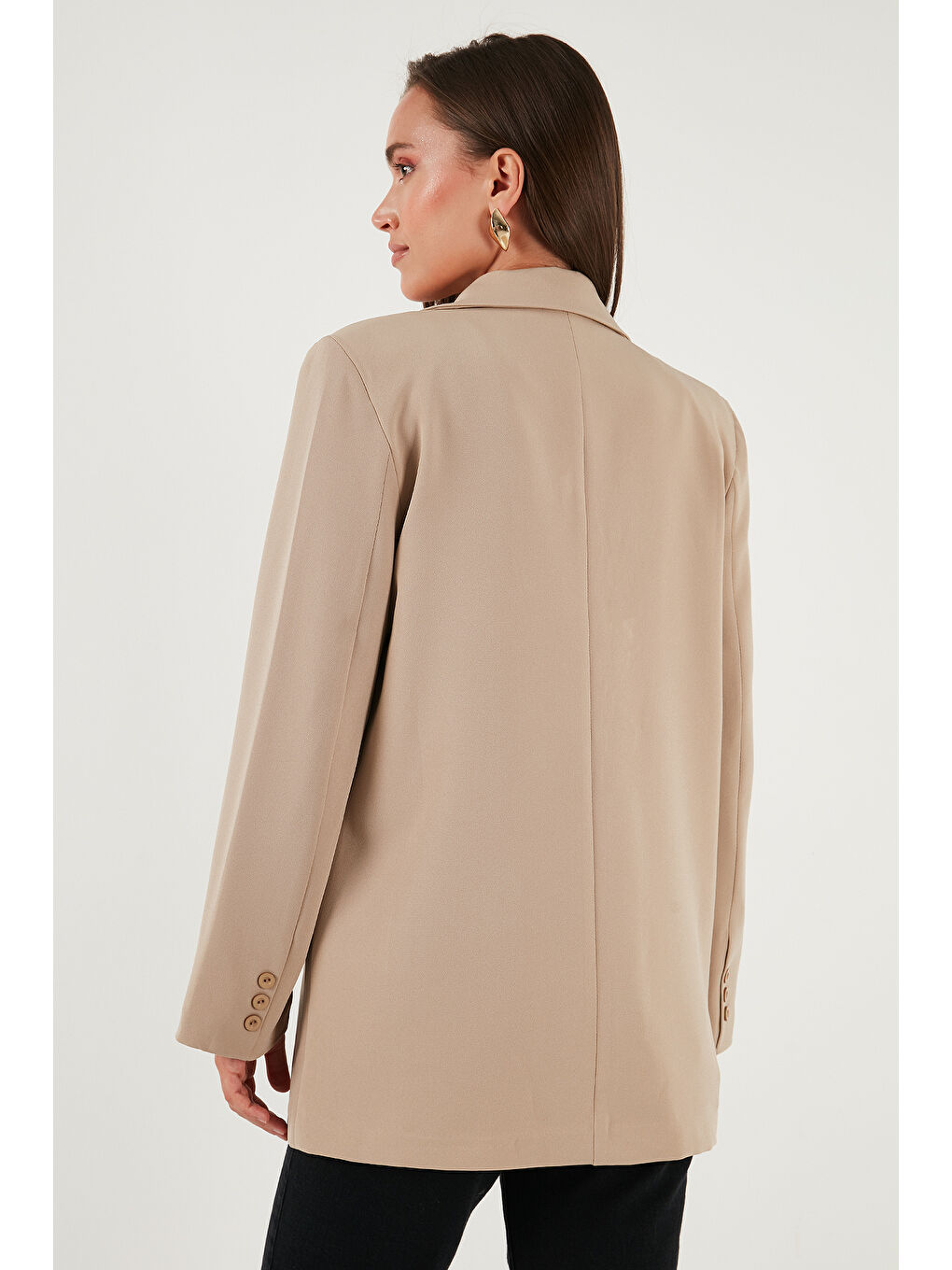 Bej Relaxed Fit Mono Yaka Cepli Blazer Ceket 611BC00132-5