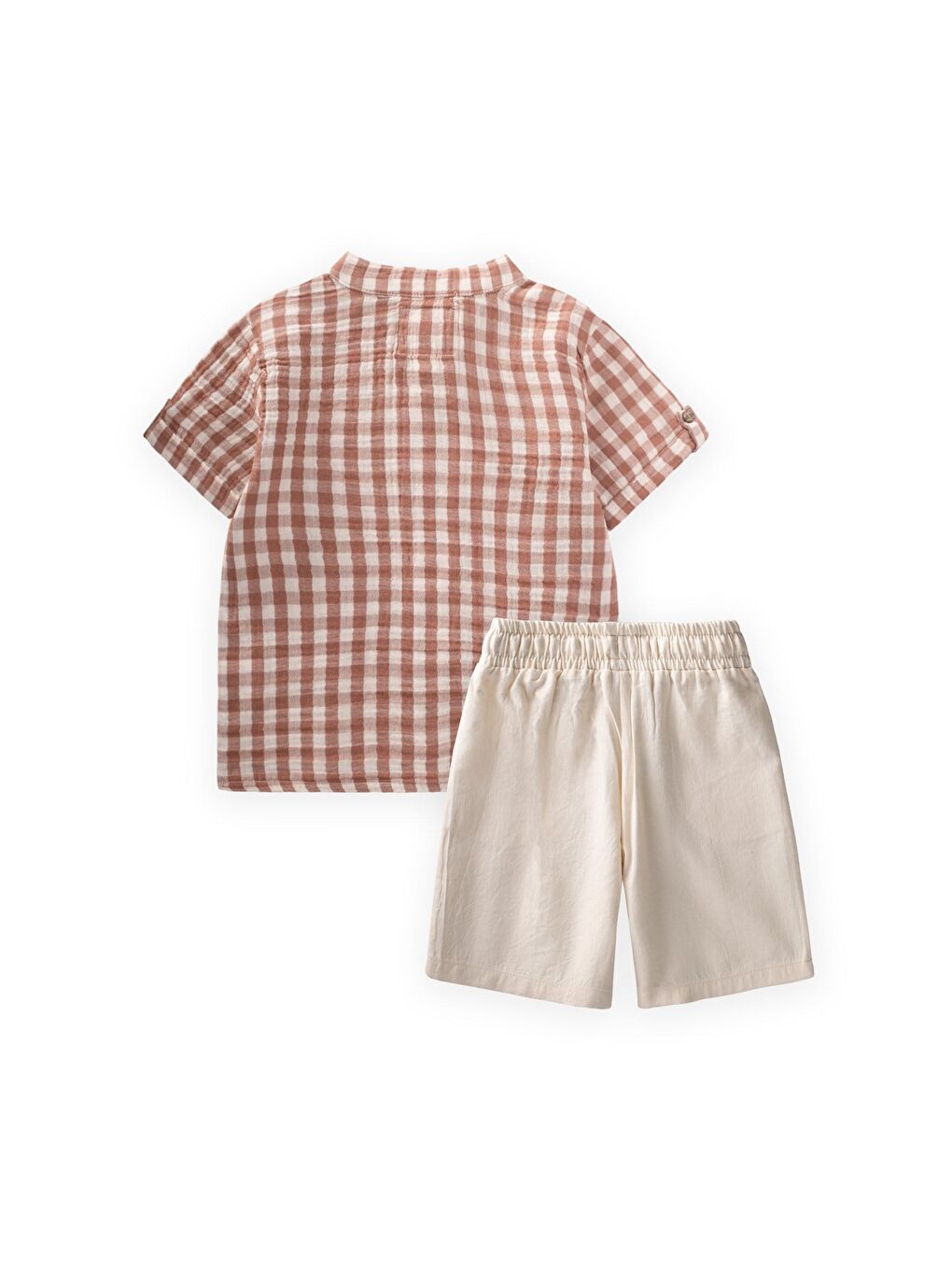 Kahverengi Müslin Gömlek Takım 1-8 Yaş Açık Kahve-1