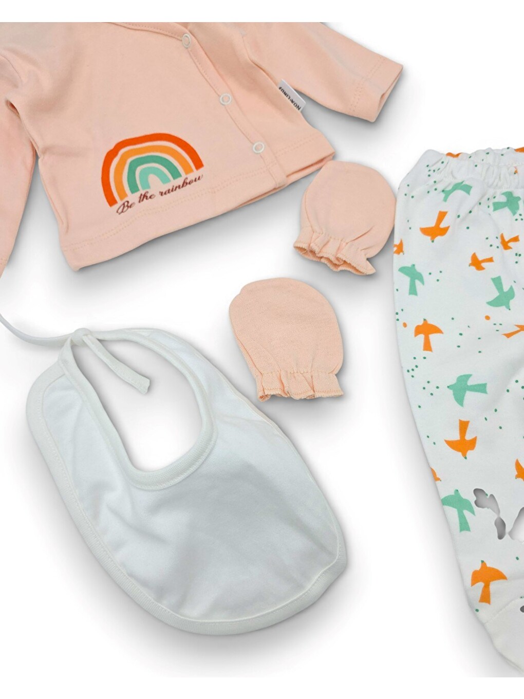 Pembe Kız Bebek 5'li Desenli, Hastane Çıkışı Zıbın Seti %100 Pamuklu Yeni Doğan Zıbın-2