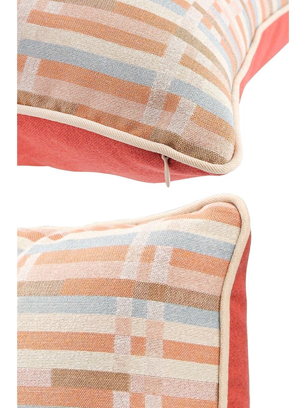 Turuncu Özel Tasarım 43x43 Dokuma Kırlent Kılıfı Biyeli Gizli Fermuarlı Dekoratif Salon-2