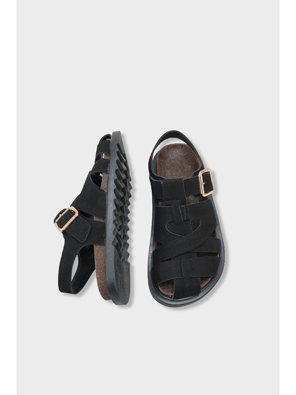 Siyah Penelopa Gladyatör Tokalı Kadın Sandalet-4