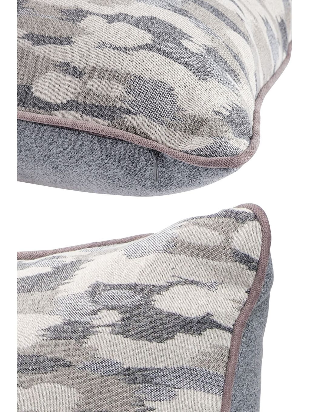 Gri Özel Tasarım 43x43 Dokuma Kırlent Kılıfı Biyeli Gizli Fermuarlı Dekoratif Salon-2