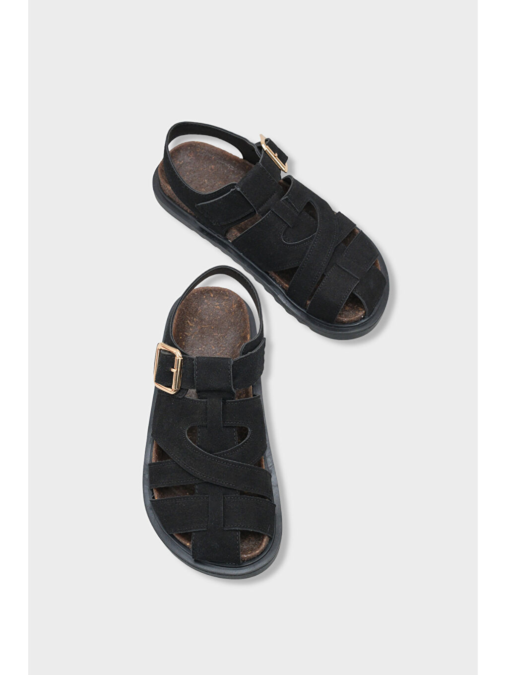 Siyah Penelopa Gladyatör Tokalı Kadın Sandalet-5