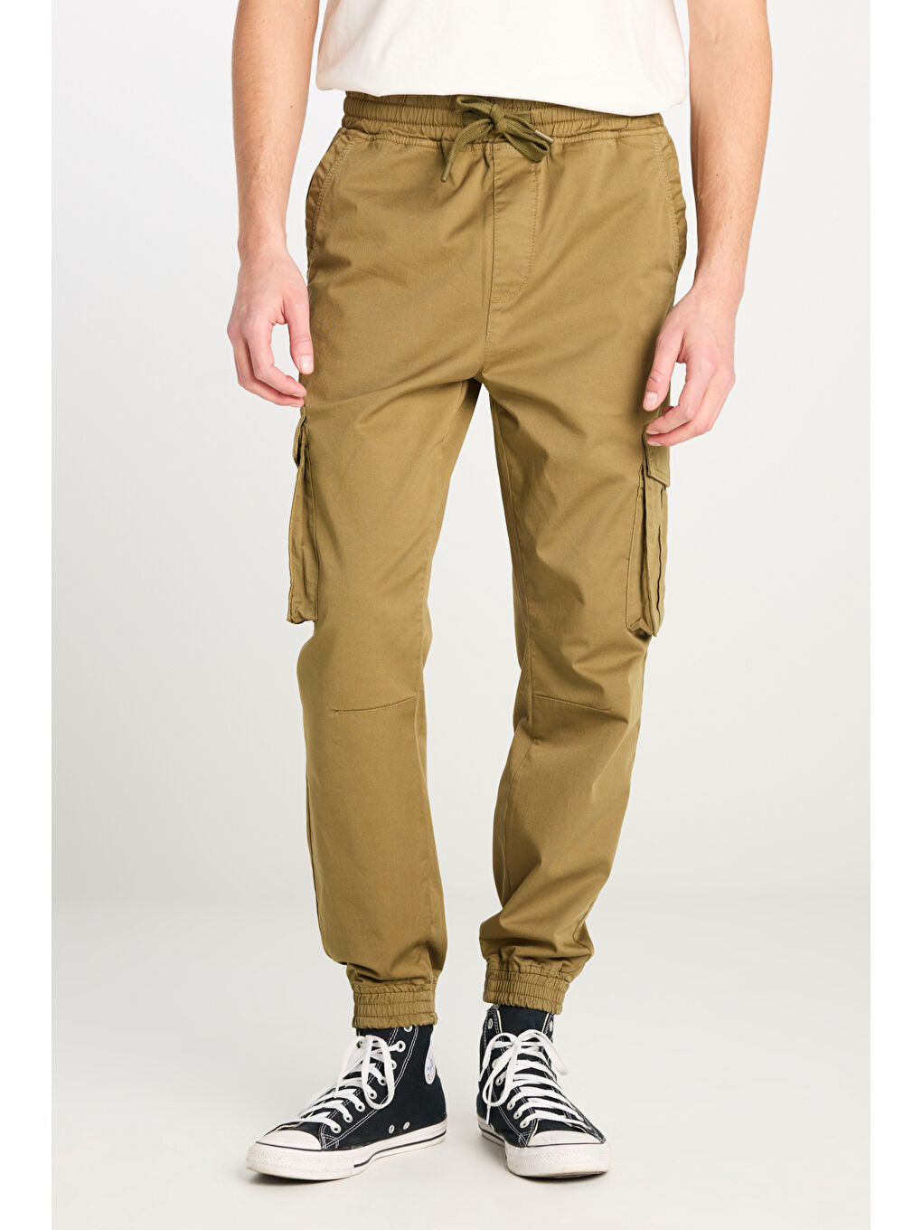 Regular Fit Normal Kesim Ribanalı Paça Kargo Cepli Haki Jogger Pantolon-2