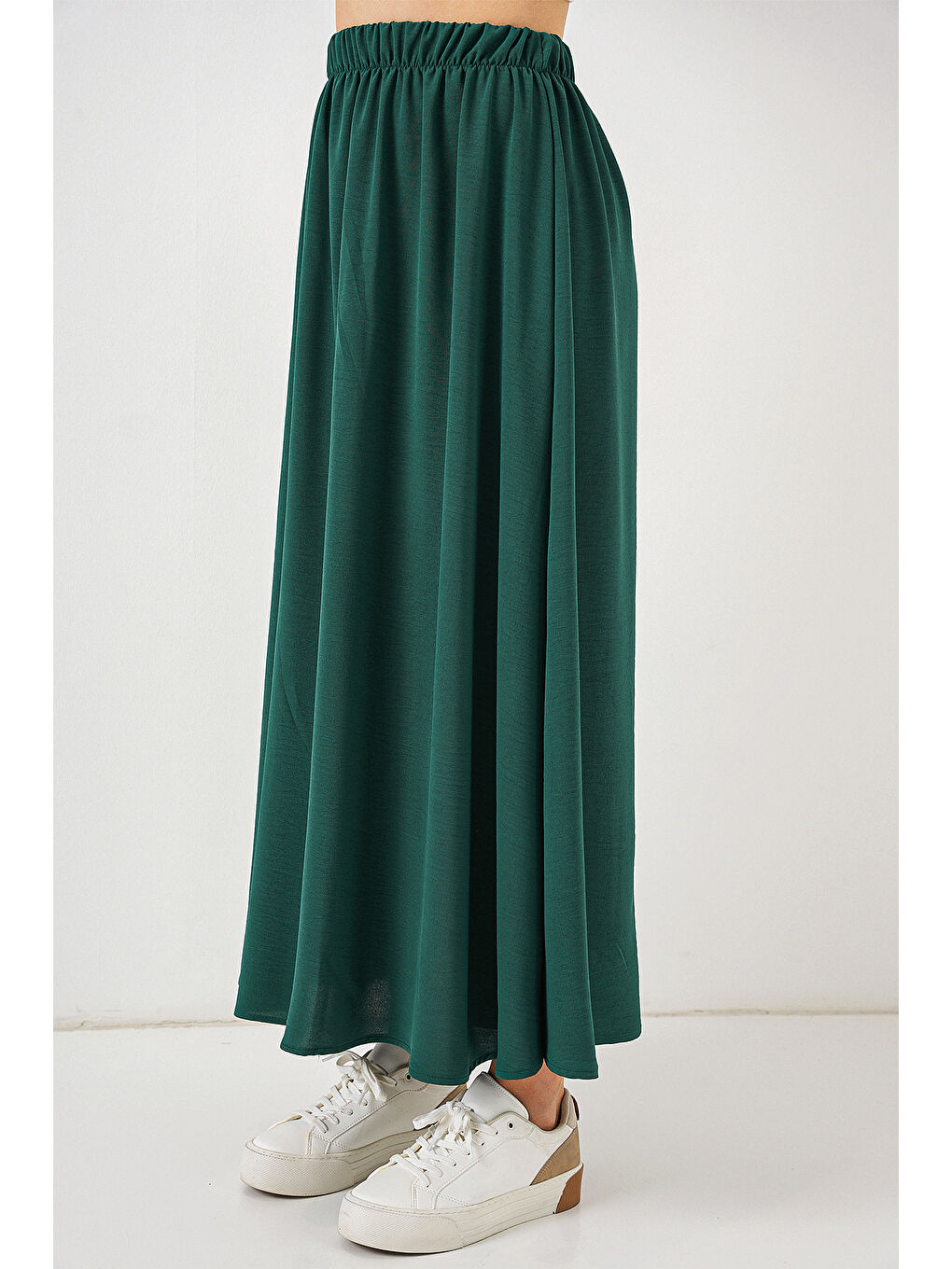 Kadın Uzun Ayrobin Etek 8050 - Zümrüt Yeşili-1