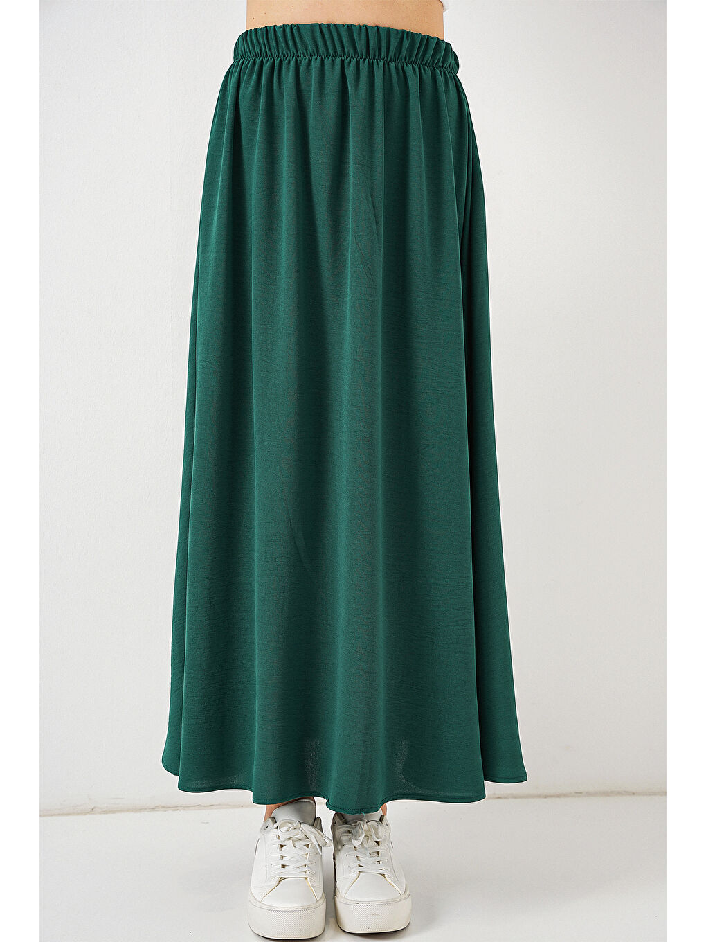 Kadın Uzun Ayrobin Etek 8050 - Zümrüt Yeşili-3
