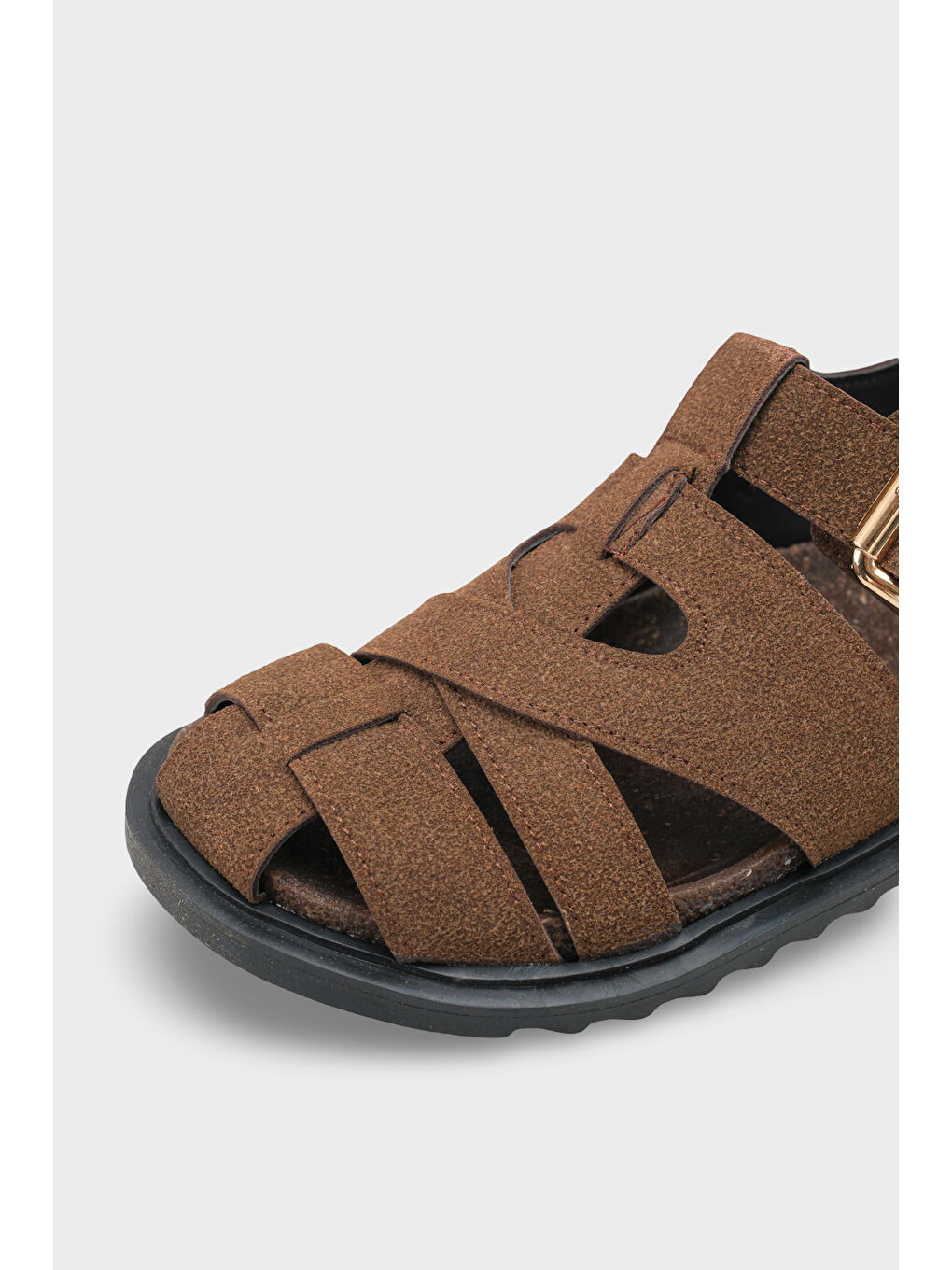 Kahverengi Penelopa Gladyatör Tokalı Kadın Sandalet-2