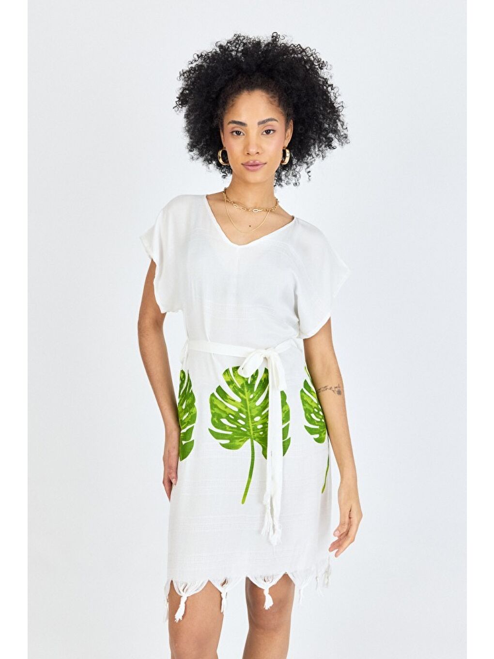 Yeşil Samira Baskılı Bambu Plaj Elbisesi Pareo Havlu-2