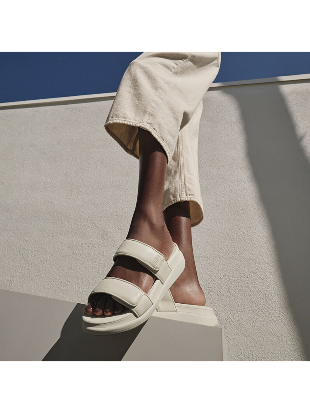 Ekru Kadın Terlik IW2-090 / 675/ A99 Fit Flop F-MODE GO Adjustable Two-Bar Slides-3