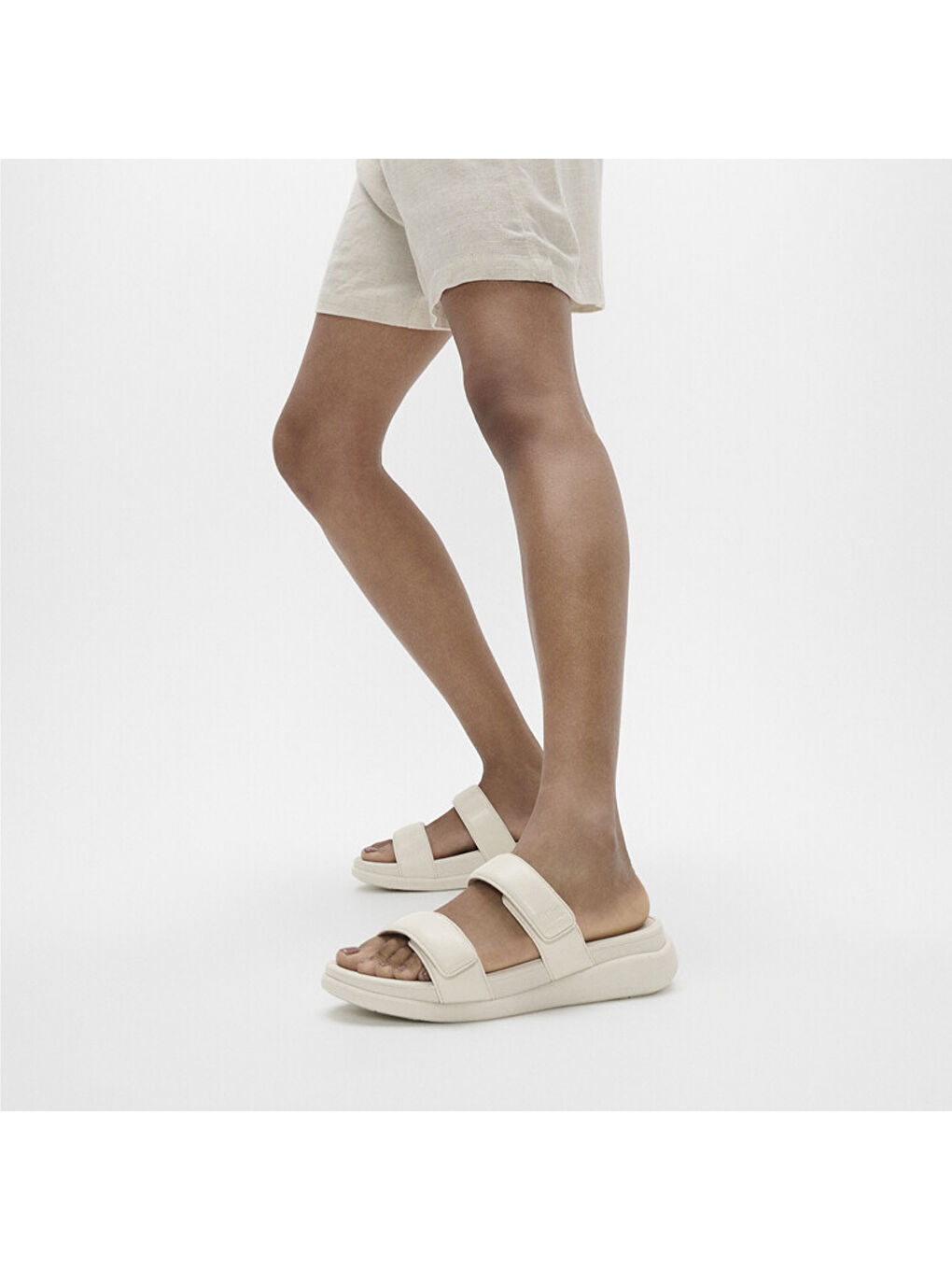 Ekru Kadın Terlik IW2-090 / 675/ A99 Fit Flop F-MODE GO Adjustable Two-Bar Slides-4
