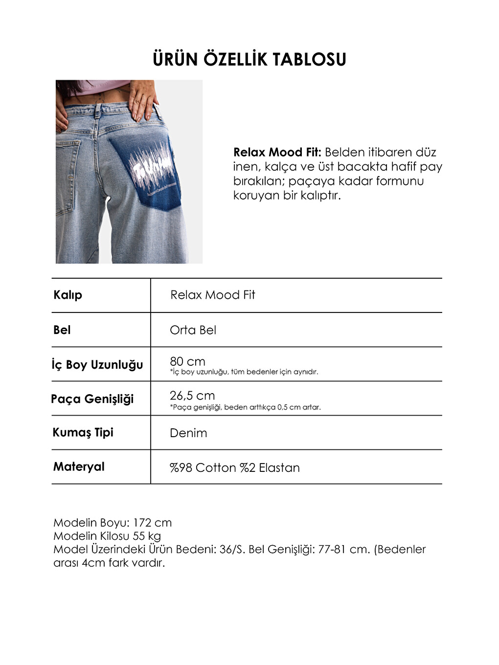 Mavi Kadın Jean Rengi 4s6-89 Low Relaxed Fit Esnek Kumaş Tasarım Denim Jean-3