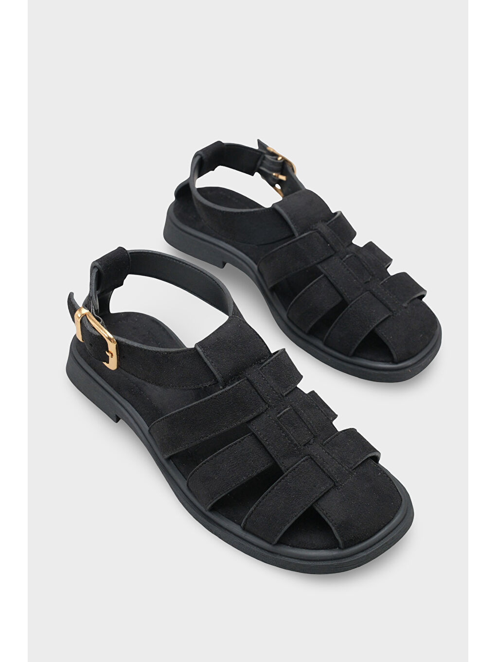 Siyah Jennifer Gladyatör Kadın Sandalet-1