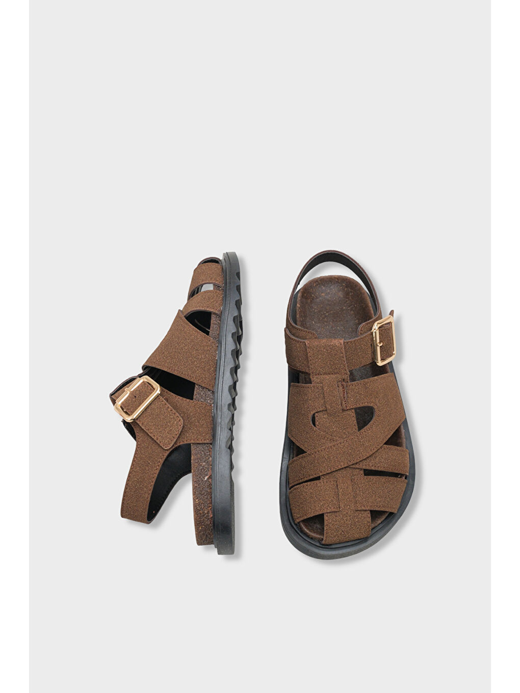 Kahverengi Penelopa Gladyatör Tokalı Kadın Sandalet-4