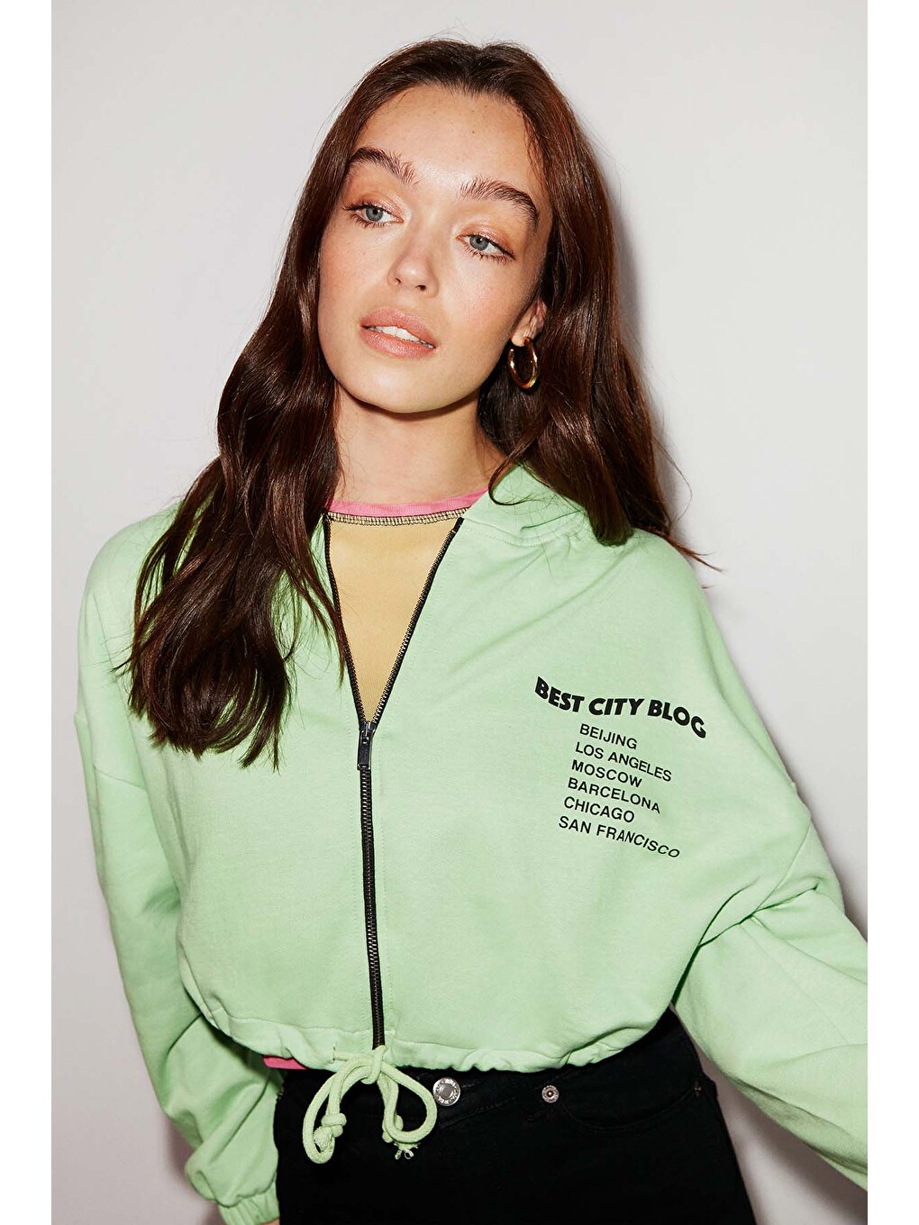 Sılk Crop Yeşil Sweatshirt-1