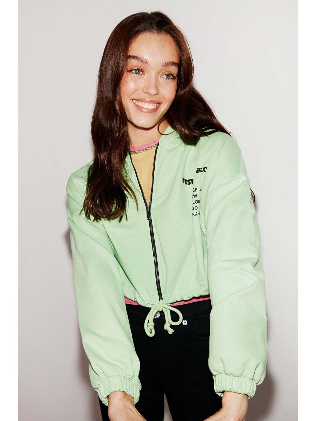 Sılk Crop Yeşil Sweatshirt-2