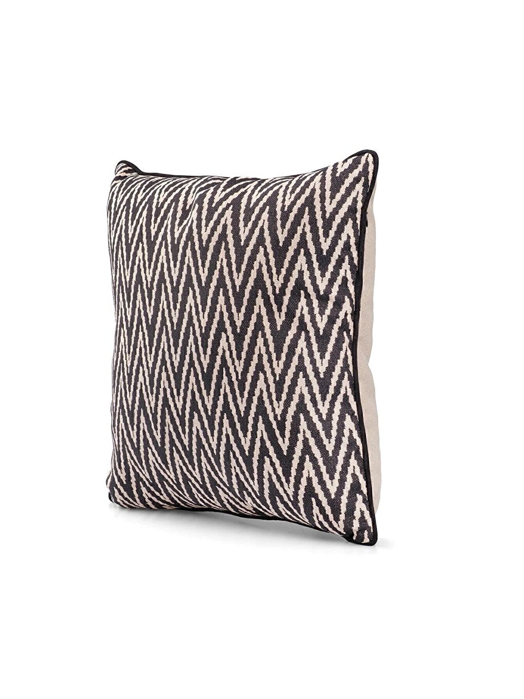 Siyah Özel Tasarım 43x43 Dokuma Kırlent Kılıfı Biyeli Gizli Fermuarlı Dekoratif Salon