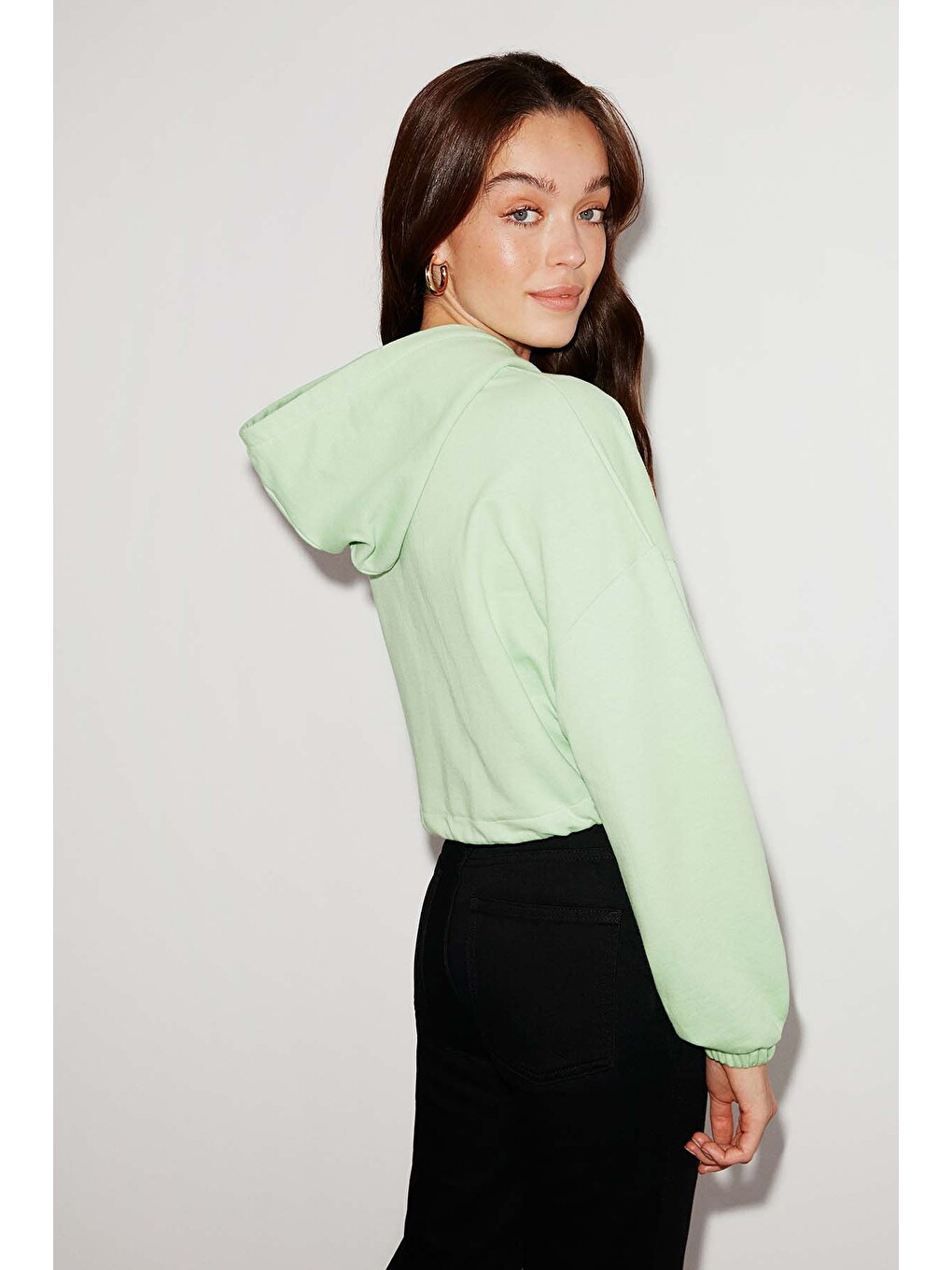 Sılk Crop Yeşil Sweatshirt-5